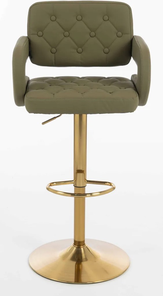 HR8403W Scaun Khaki Piele Ecologica Premium Soft cu Bază Aurie