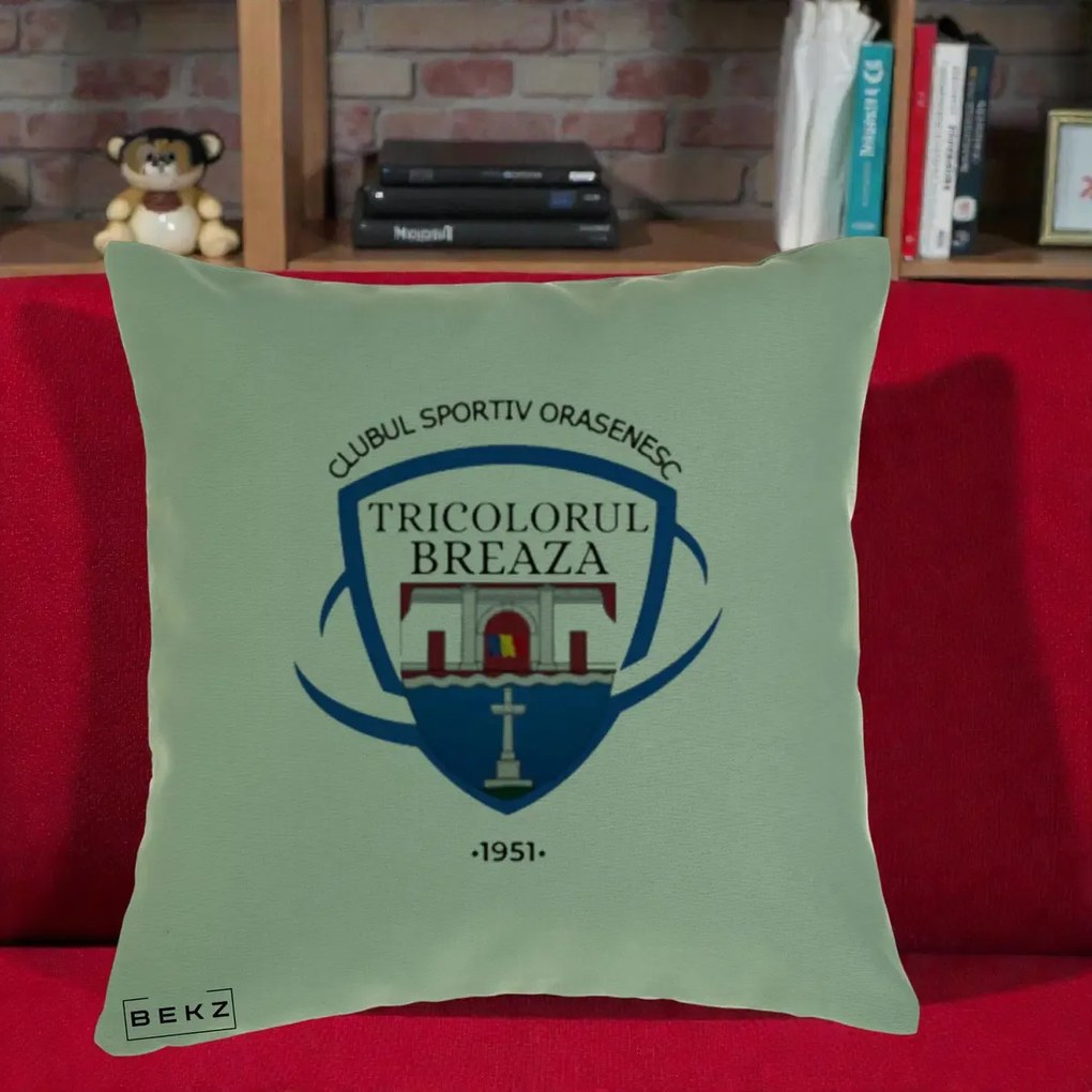 Perna Personalizata CSO Tricolorul Breaza 1951, 40x40 cm, Verde, Husa Detasabila, Perna Inclusa, BEKZ®