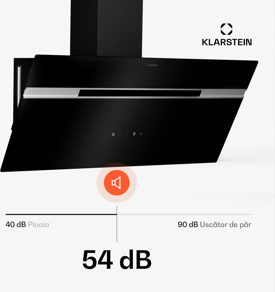 Klarstein Alina hotă de bucătărie | 90 cm | 615 m³/h | Silențioasă | Clasa energetică A