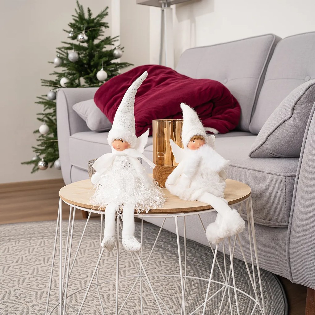 Decorațiune de Crăciun Îngeraș așezat, 40 cm,argintiu