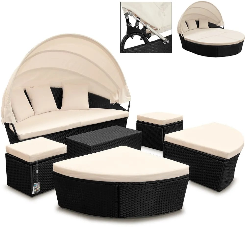 Deuba Pat de gradina din ratan LAZY BIG - negru 230 cm