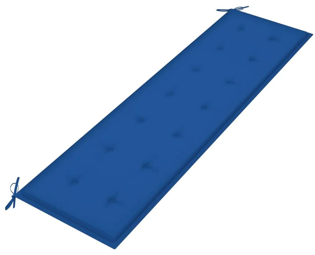 Banca de gradina, perna albastru regal, 175 cm, lemn masiv tec 175 cm, Albastru regal, 1