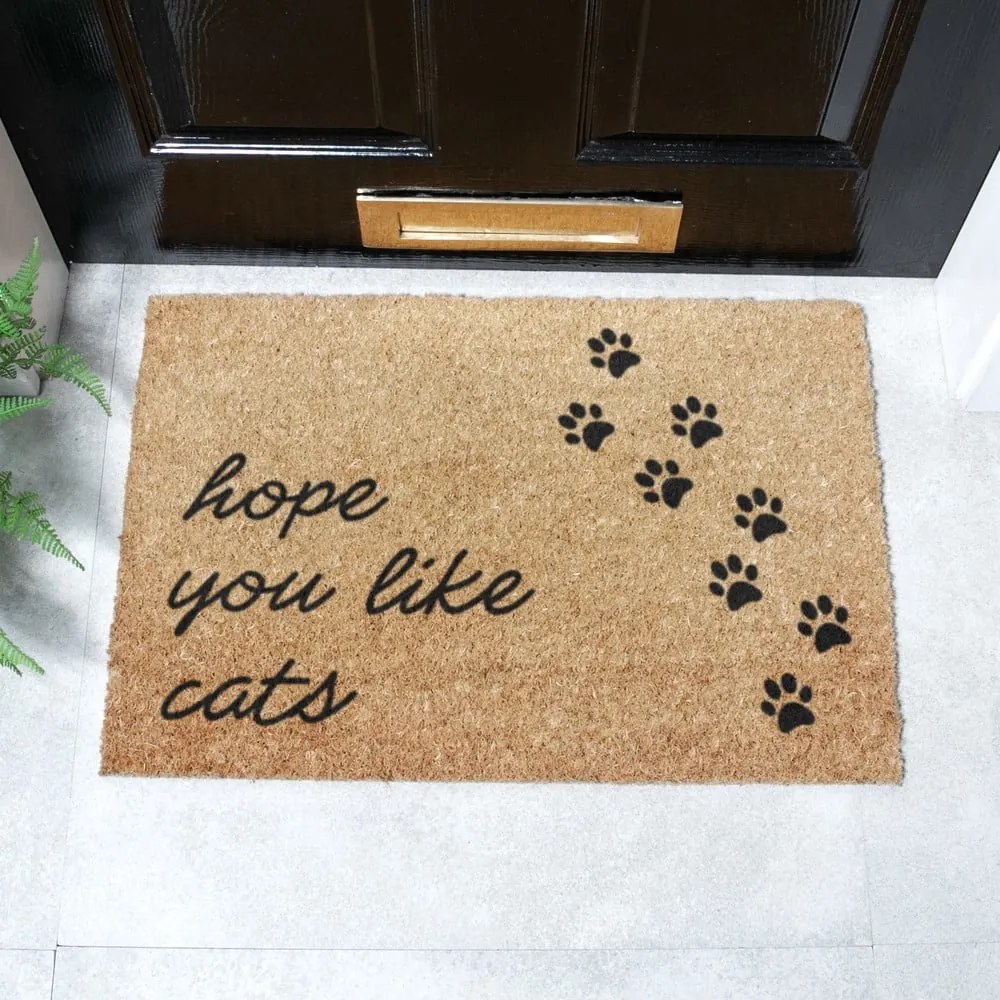 Covoraș de intrare din fibre de nucă de cocos 40x60 cm Hope You Like Cats – Artsy Doormats