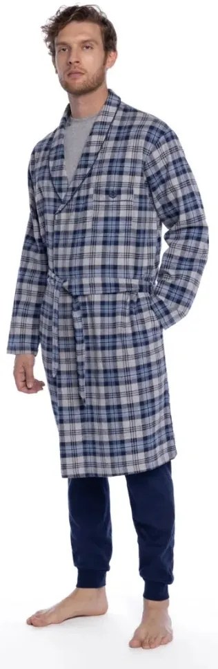 Halat de flanel pentru bărbați LUCAS XL Albastru închis / Navy