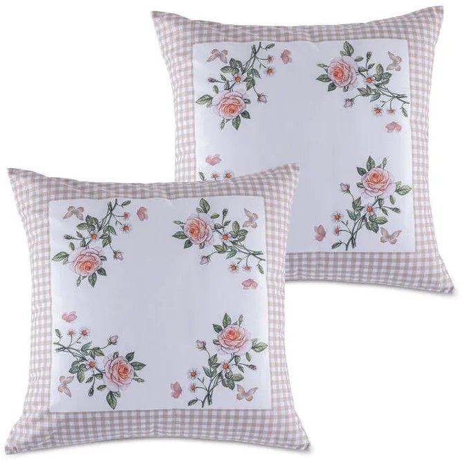 Set de 2 fețe pernuțe TRANDAFIRI ÎNFLOREȘTE 40 x 40 cm
