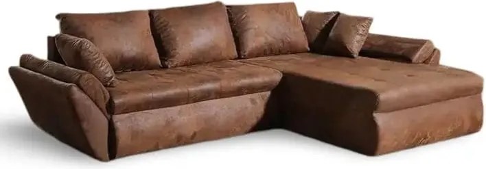 Colțar extensibil dumonde cu ladă de depozitare si sezut confortabil din spuma high-density, Loana Madagaskar Brown 270x185 cm
