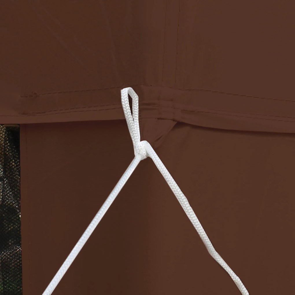 Outsunny Tonnelle barnum de grădină 3L x 3l m cu 4 plase de țânțari detașabile - dublu acoperiș - maro | Aosom Romania