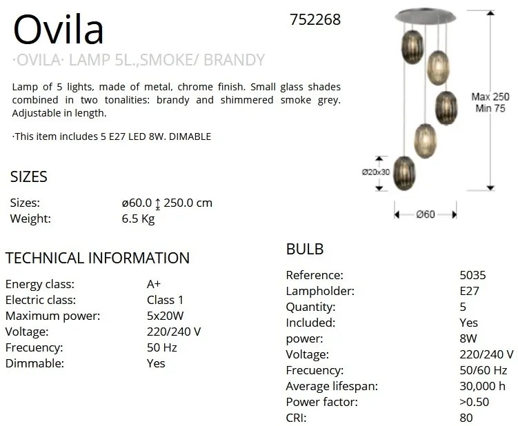 Lustra cu 5 Pendule design modern decorativ Ovila SV-752268