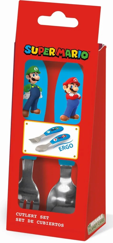 Super Mario Brothers set de tacâmuri ergo din metal - 2 bucăți