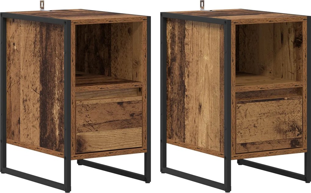 vidaXL Noptieră 2 pcs Lemn Vechi 39,5 x 30 x 50 cm Lemn compozit