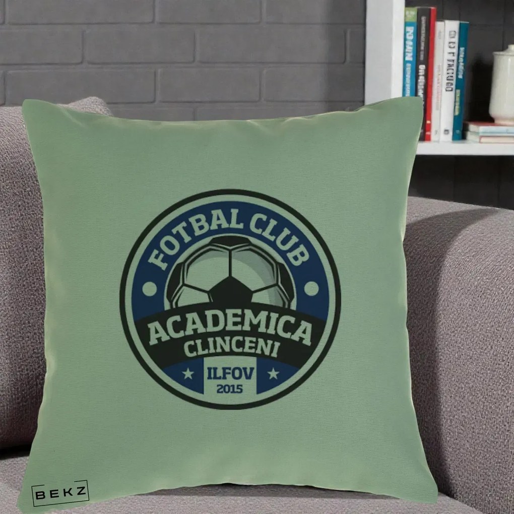 Perna Personalizata Academica Clinceni Fotbal Club, 40x40 cm, Verde, Husa Detasabila, Perna Inclusa, BEKZ®