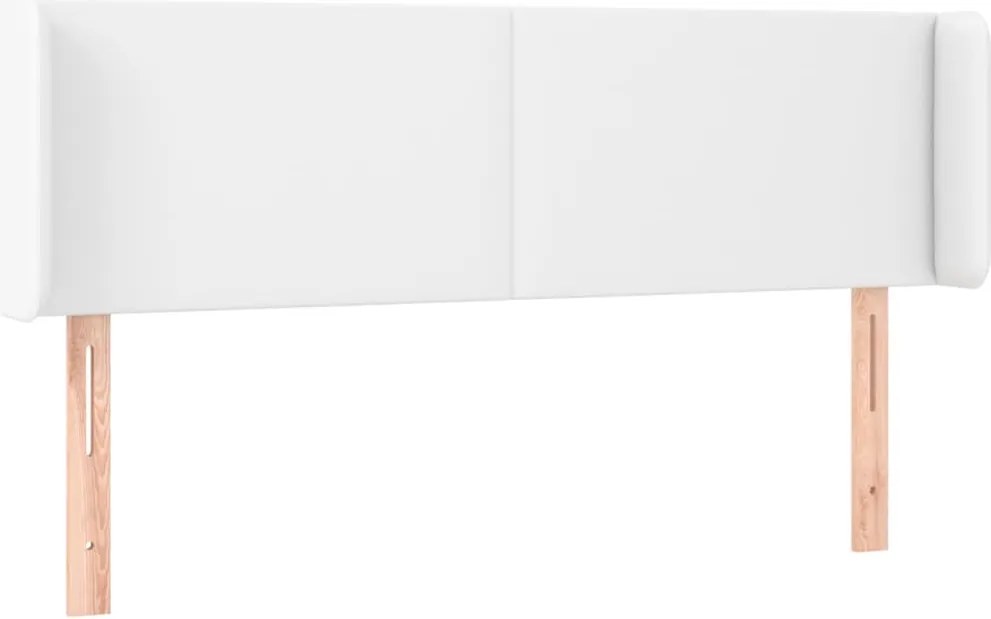 vidaXL Tăblie de pat cu aripioare alb 147x16x78/88 cm piele ecologică