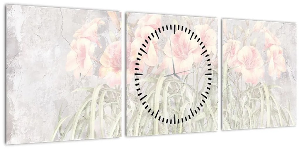 Tablou - Fresca crinilor (cu ceas) (90x30 cm)