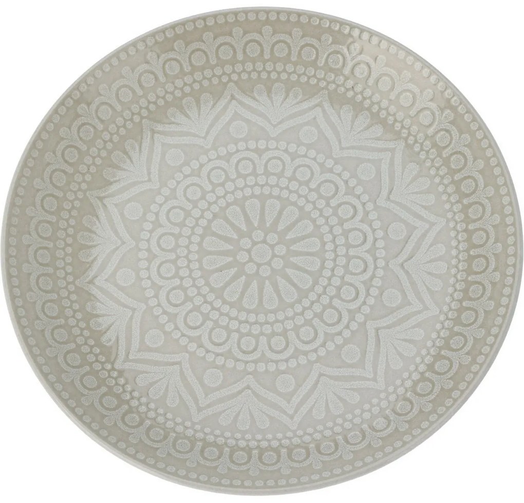 Farfurie întinsă din gresie Ethnic, diametru 27 cm, bej