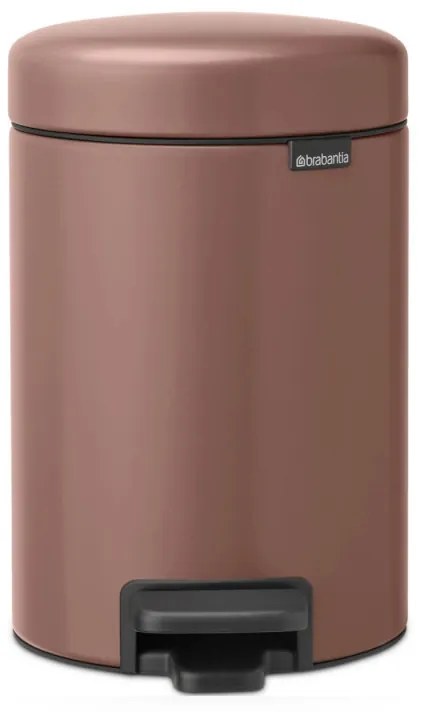 Cos de gunoi cu pedala Brabantia NewIcon 1008837, 3 L, Inchidere lina, Baza antiderapanta, Finisaj satinat, Maro