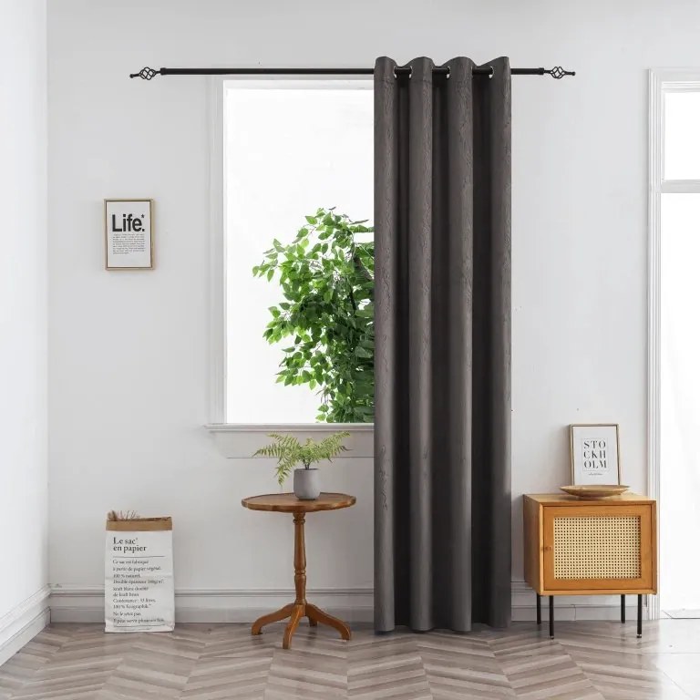 Draperie opaca DUNES VELVET 140x250 cm, gri inchis Agatat: Inele metalice