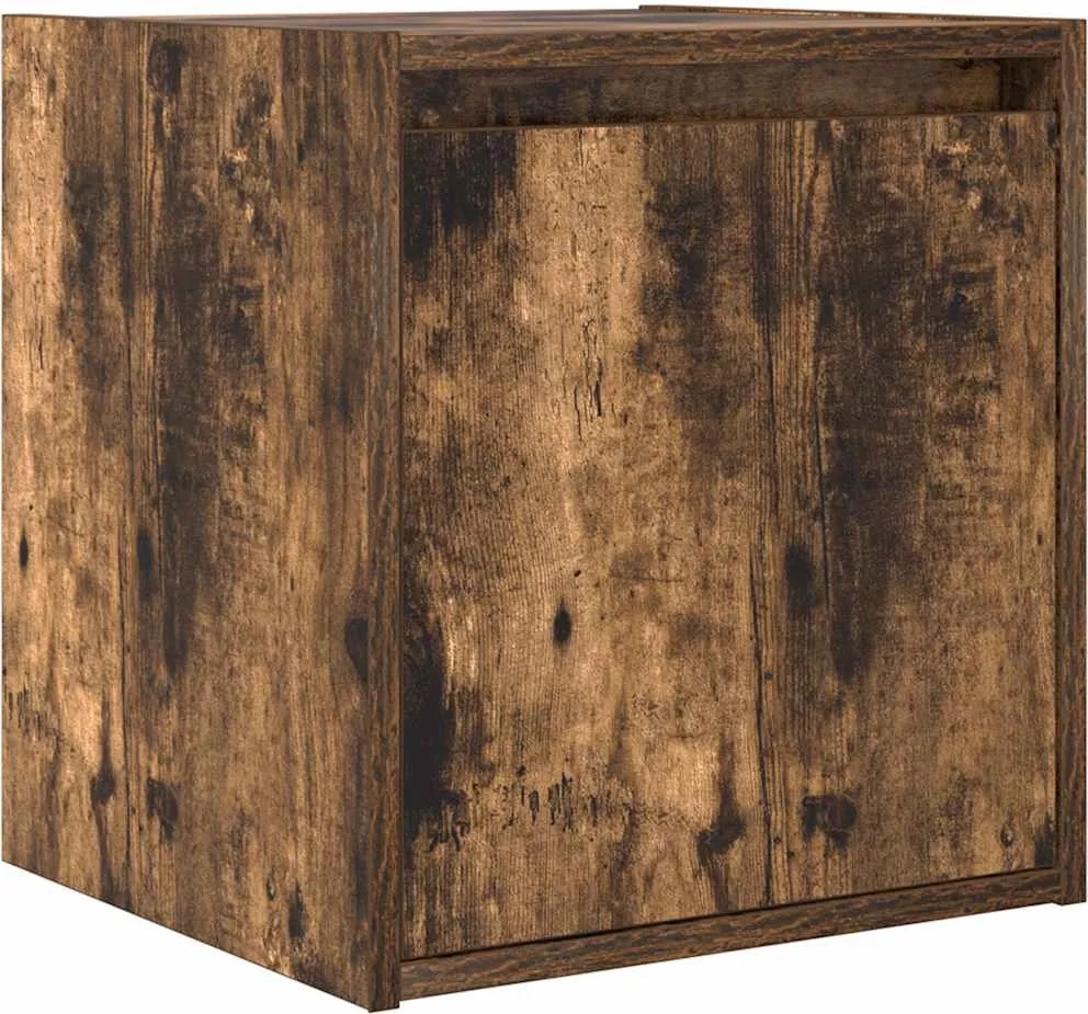 vidaXL Noptiera montata pe perete din stejar afumat 38x34x40 cm
