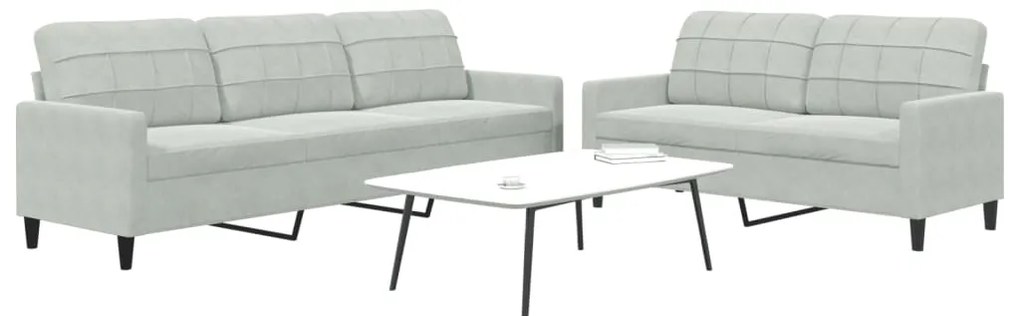 vidaXL Set de canapele cu perne, 2 piese, gri deschis, catifea
