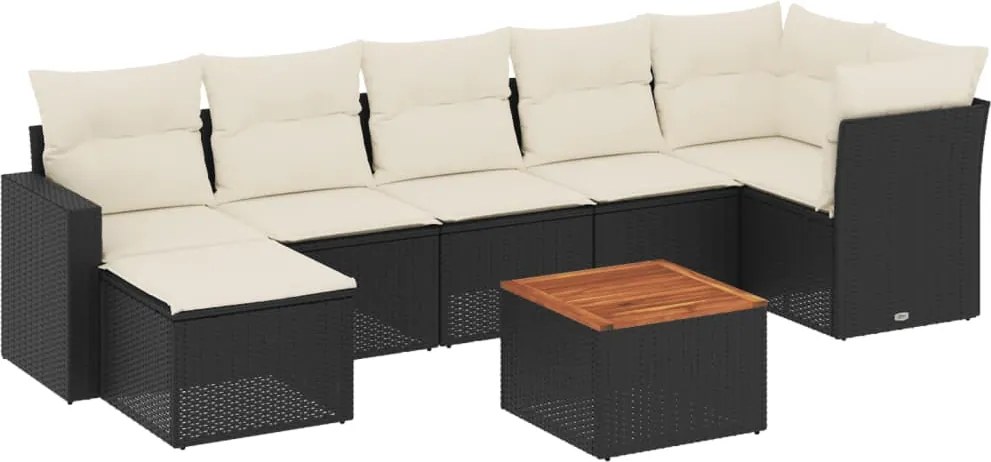vidaXL Set mobilier de grădină cu perne, 8 piese, negru, poliratan