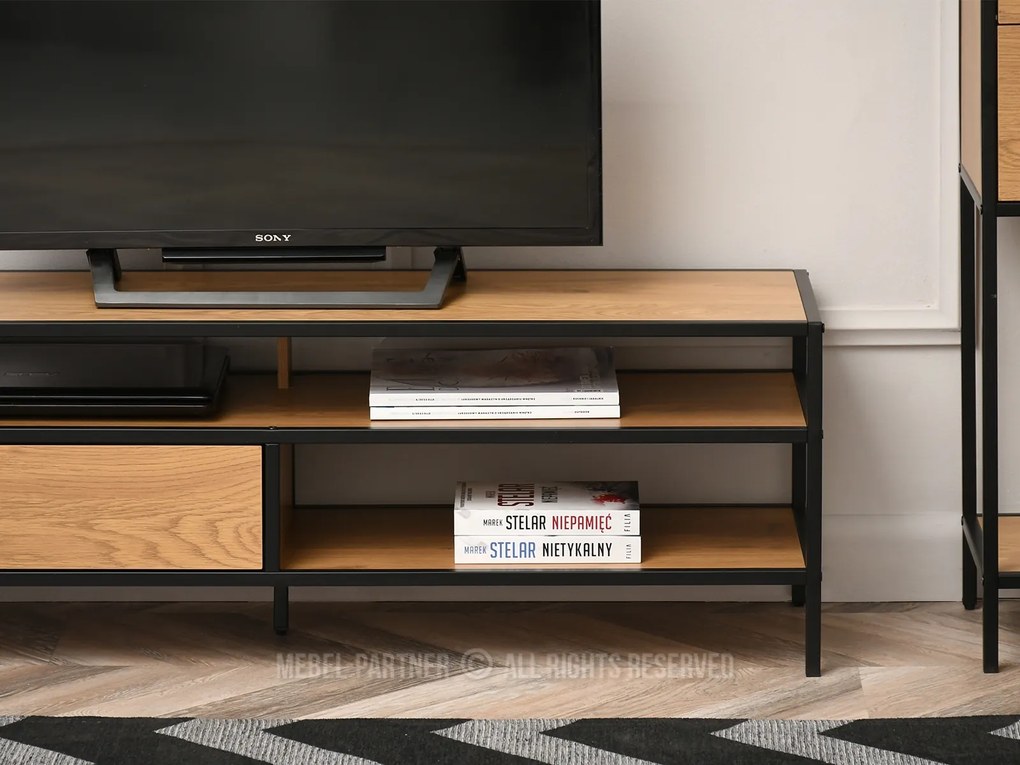 Masă TV Soren Rtv (stejar + negru). Promo -14%. 1111729