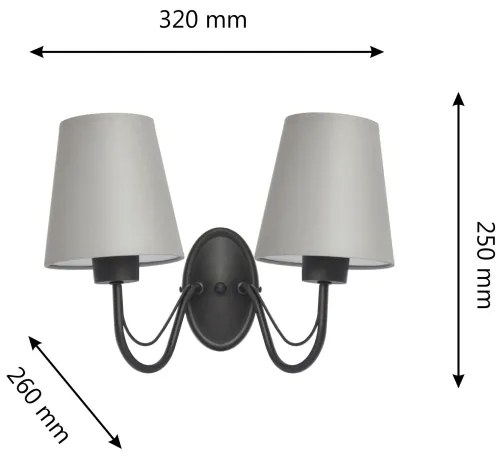 Aplica de perete MALBO 2xE27/15W/230V gri/negru