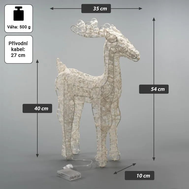 Set de 2 reni scânteietori 45 LED-uri cu temporizator, alb c