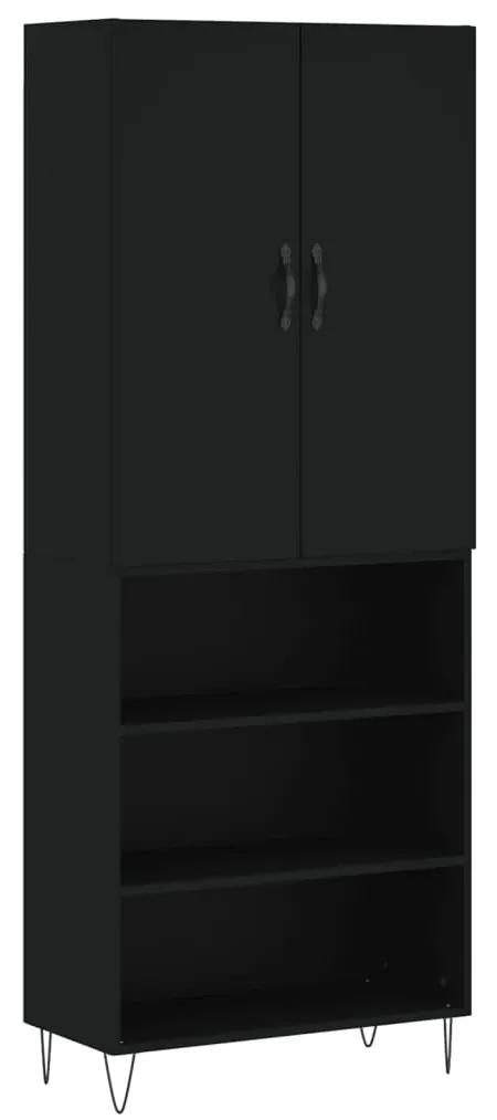 3198114 vidaXL Dulap înalt, negru, 69,5x34x180 cm, lemn compozit