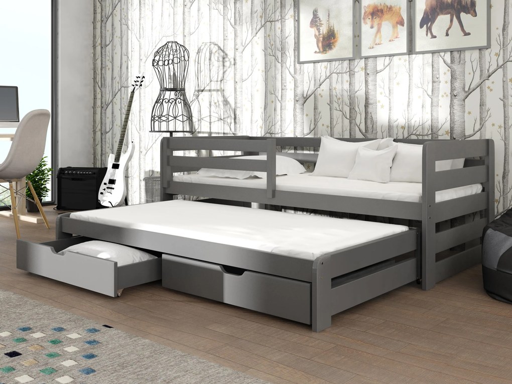 Pat pentru copii 90 cm Simo (grafit) (cu somieră). 615022