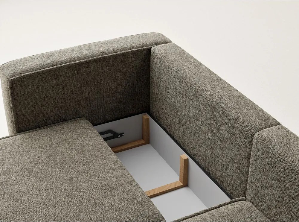 Colțar maro extensibil/cu spațiu de depozitare cu tapițerie din chenille (cu colț pe partea dreaptă/cu șezlong) Velto – Maison de Rêve