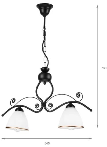 Lustră pe lanț RETRO 2xE27/60W/230V negru mat