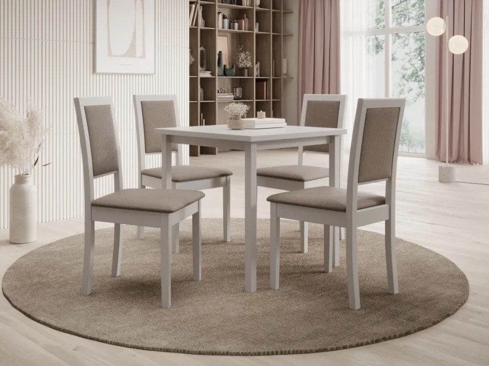 Scaun tapitat, din lemn, Nola XIII, ADRK Furniture (Culoare: Alb / Opium 20)