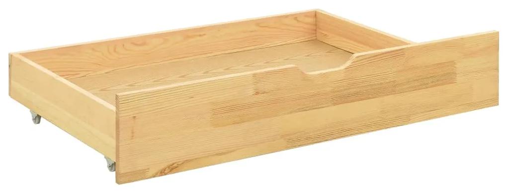 Cadru de pat cu 2 sertare, 90 x 200 cm, lemn masiv de pin Maro