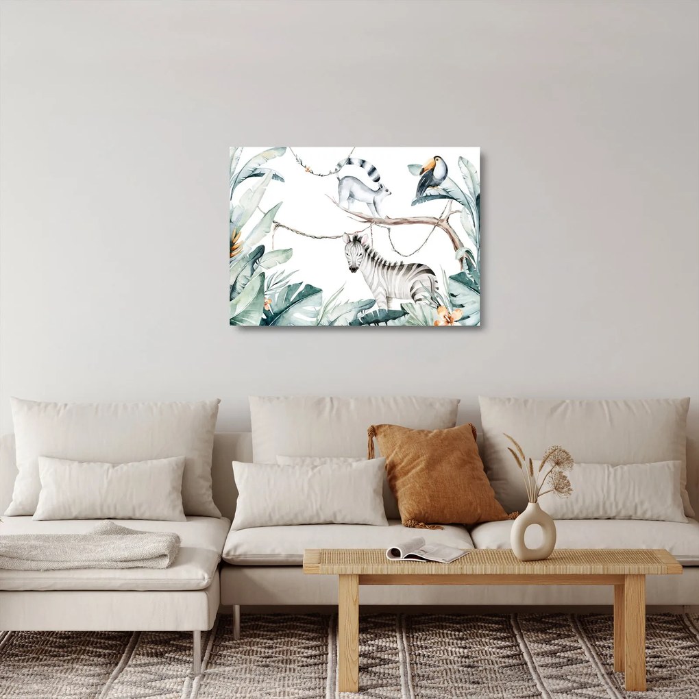 Tablou pe sticlă - Animale exotice (70x50 cm)