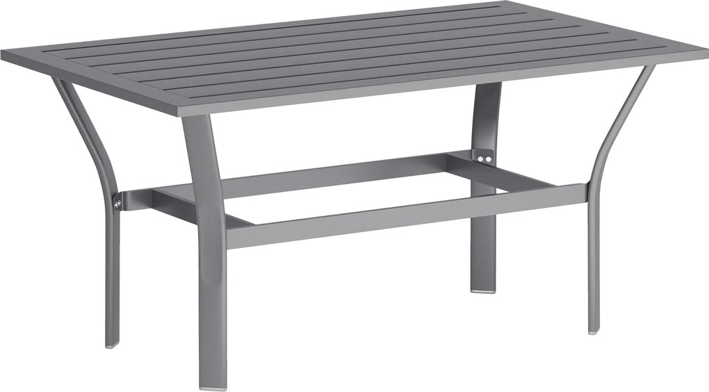 Outsunny Măsuță laterală din metal masă de balcon cu design cu lamele rezistentă la intemperii masă de cafea pentru grădină 91,5 x 55 x 45 cm Gri închis | Aosom Romania