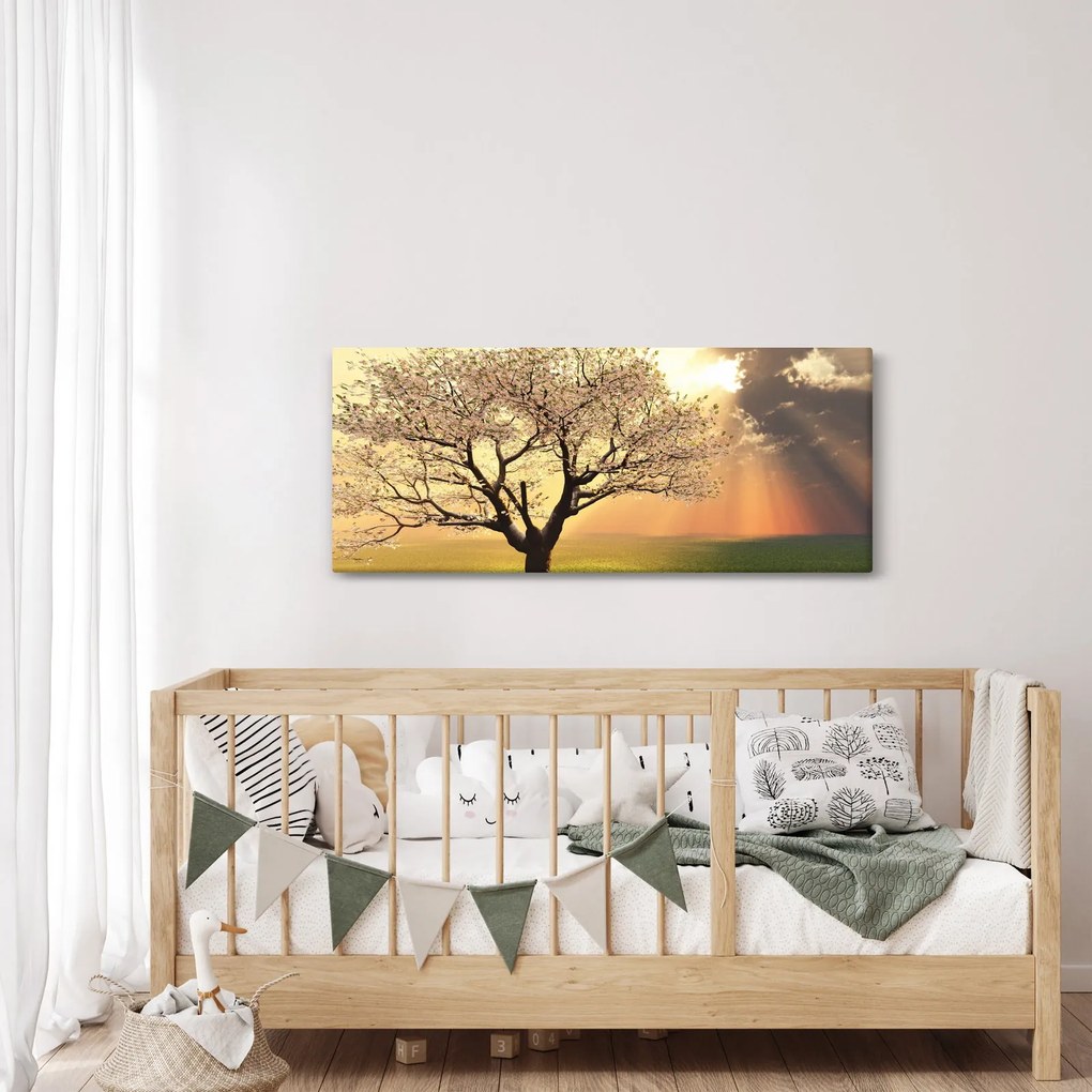 Tablou cu copac pe luncă (120x50 cm)