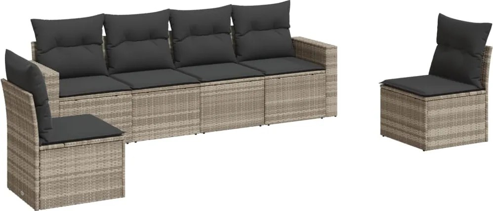 vidaXL Set canapele de grădină cu perne, 6 piese gri deschis poliratan