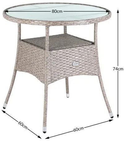 Deuba Masa din ratan Ø 80cm - crem