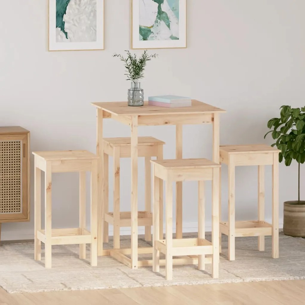 3124737 vidaXL Set mobilier de bar, 5 piese, lemn masiv de pin