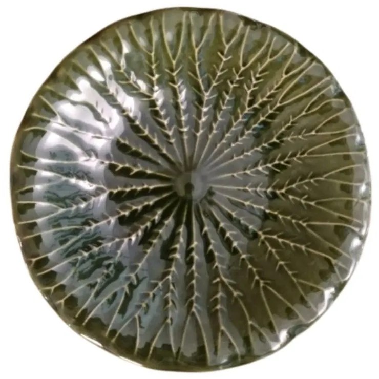 Farfurie desert Leaf din ceramica verde 22.5 cm