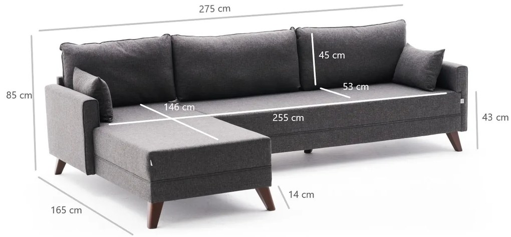 Canapea extensibilă Bellina 1 (antracit) (S). 1063018
