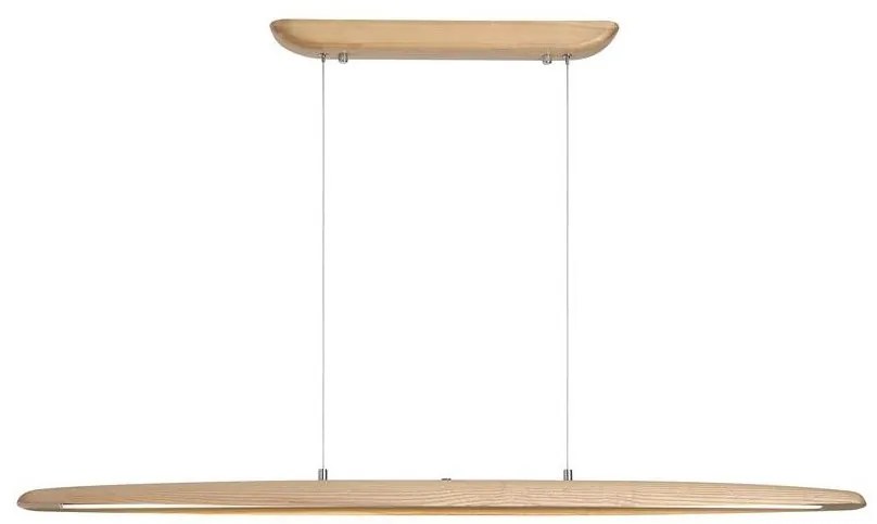 Lustra LED suspendata stil liniar Kenzie lemn