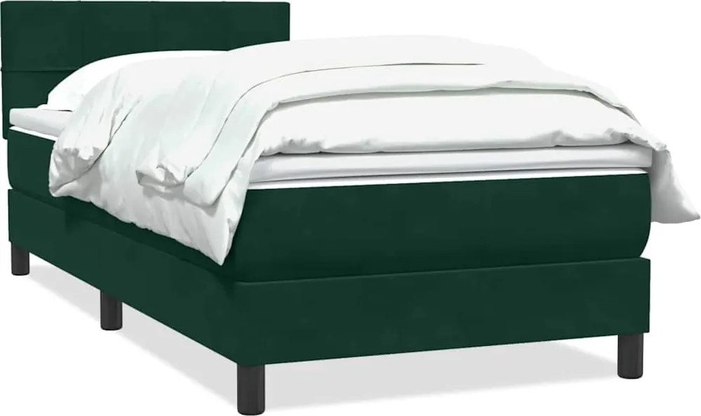 vidaXL Pat box spring cu saltea, verde închis, 80x220 cm, catifea