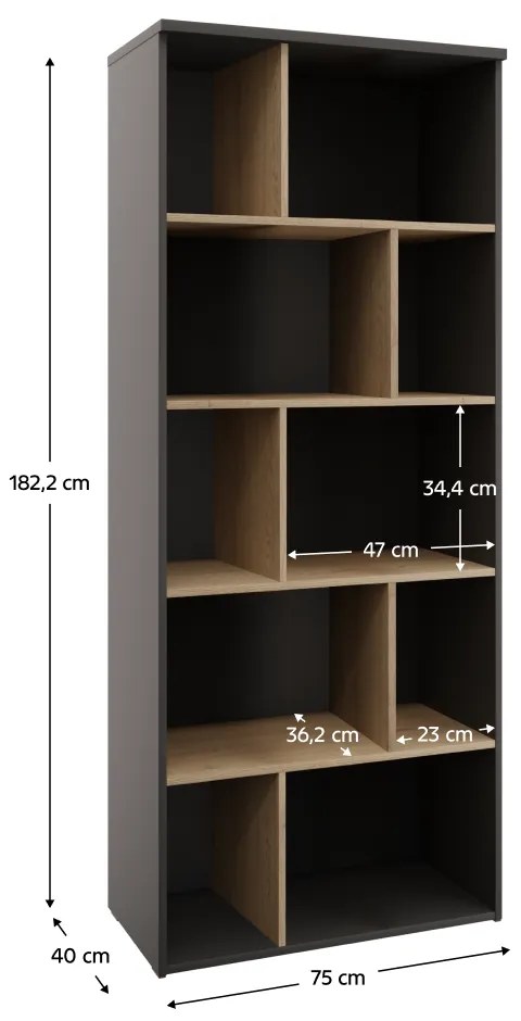 Bibliotecă ADAPO 02, antracit