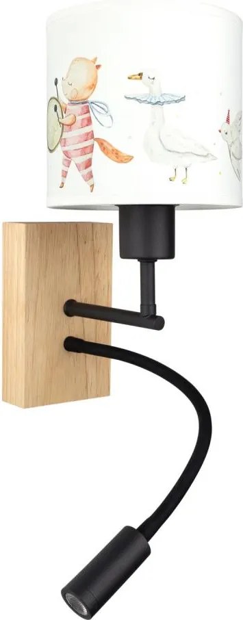 Brilagi - Lampă LED flexibilă BOBO WOOD 1xE27/25W/230V + LED/3W stejar/negru/alb/imprimeu animal.