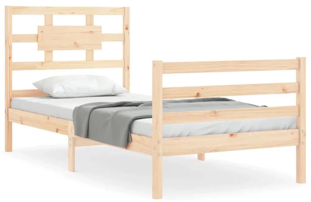 3194401 vidaXL Cadru de pat cu tăblie single mic, lemn masiv