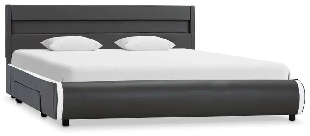 284980 vidaXL Cadru de pat cu LED, antracit, 120 x 200 cm, piele ecologică