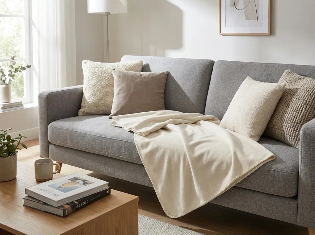 Patura fleece MELVIRA DUO, crem deschisă Dimensiune: 180 x 200 cm