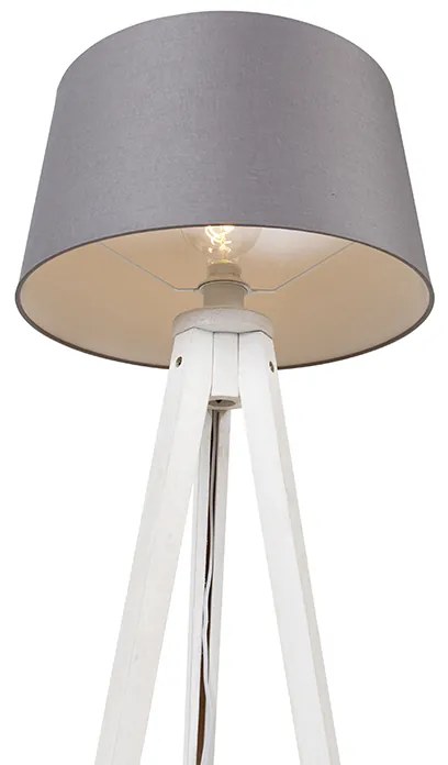 Trepied modern alb cu abajur din in gri închis 45 cm - Tripod Classic