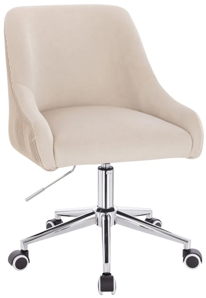 HR920K Scaun Crem din Catifea cu Bază Cromata