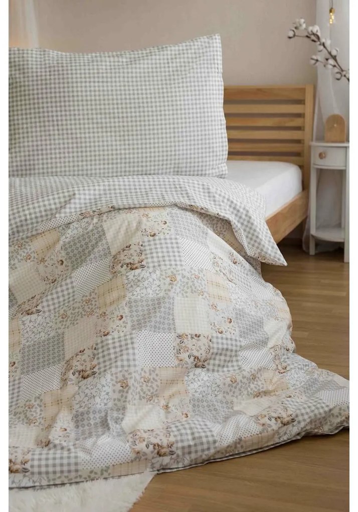 Lenjerie de pat din bumbac Jerry Fabrics Patchworkbej , 140 x 200 cm, 70 x 90 cm